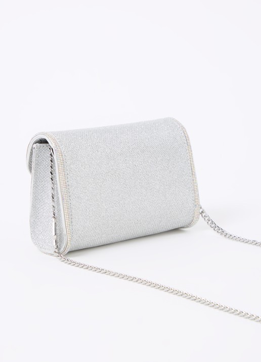 Dune London Bellini clutch met logo - achterkant zilver