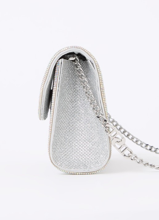 Dune London Bellini clutch met logo - detail 3 zilver