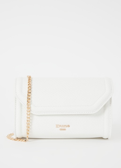 Dune London Bellini clutch met logo - voorkant 3 gebroken wit
