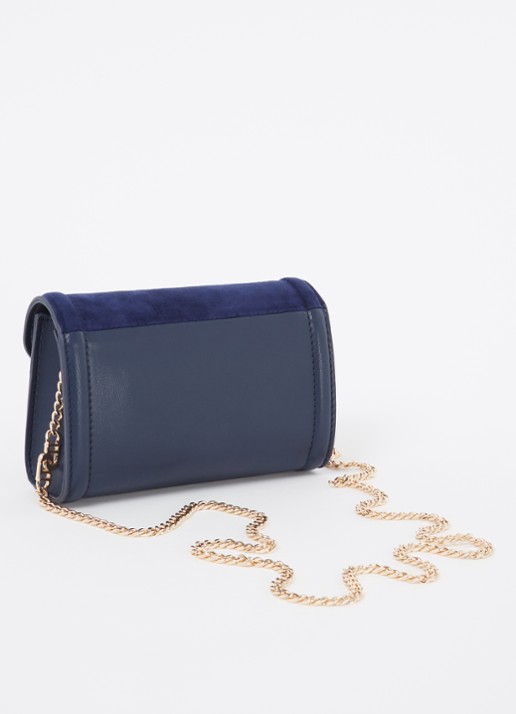 Dune London Bellini clutch met logo - achterkant donkerblauw