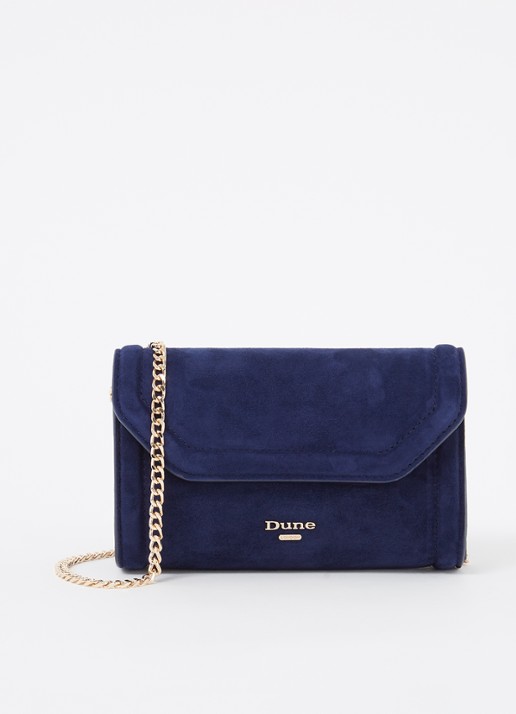 Dune London Bellini clutch met logo - voorkant 2 donkerblauw