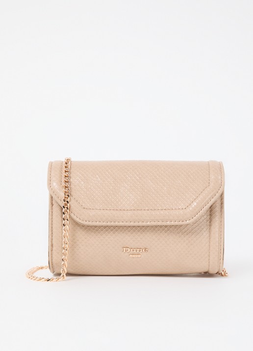 Dune London Bellini clutch met logo - voorkant beige