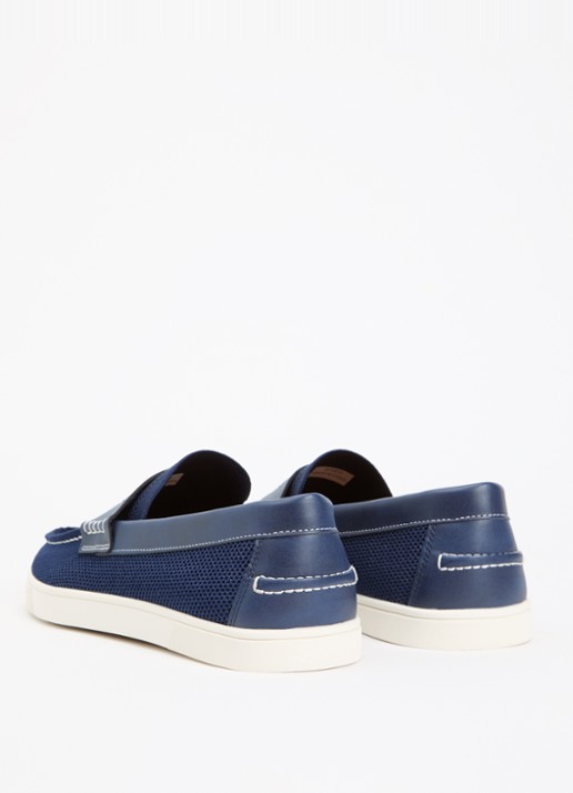 Dune London Benzy loafer met gebreid bovenwerk - achterkant donkerblauw