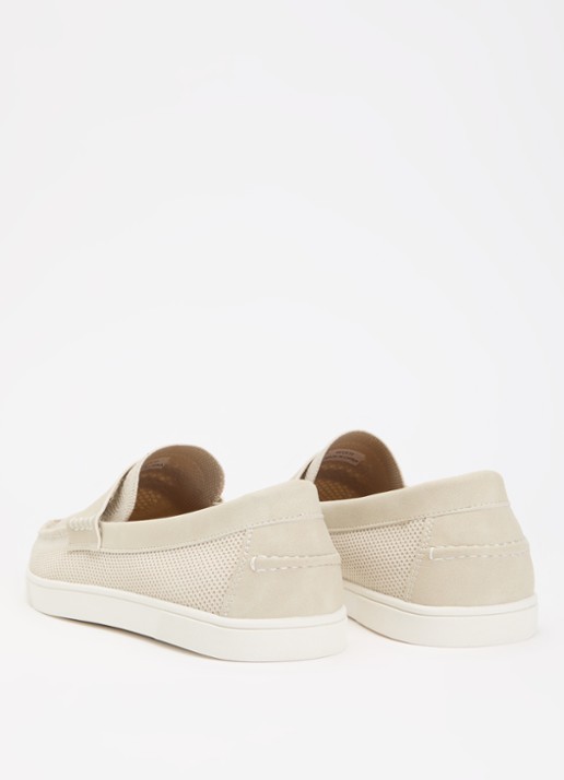 Dune London Benzy loafer met gebreid bovenwerk - achterkant creme