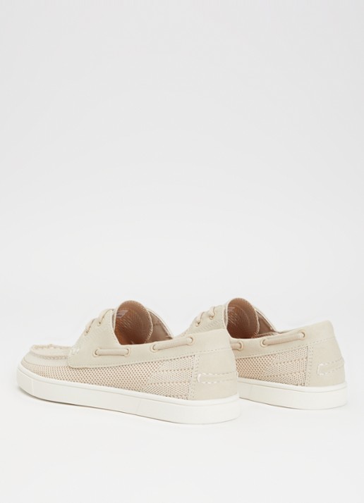 Dune London Blaizerss bootschoen met gebreid bovenwerk - achterkant creme