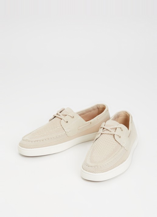 Dune London Blaizerss bootschoen met gebreid bovenwerk - detail 3 creme