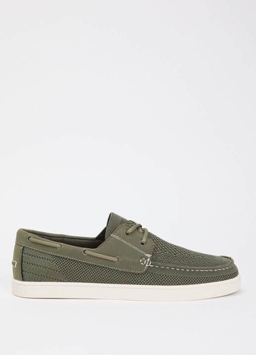 Dune London Blaizerss bootschoen met gebreid bovenwerk - voorkant 2 olijfgroen