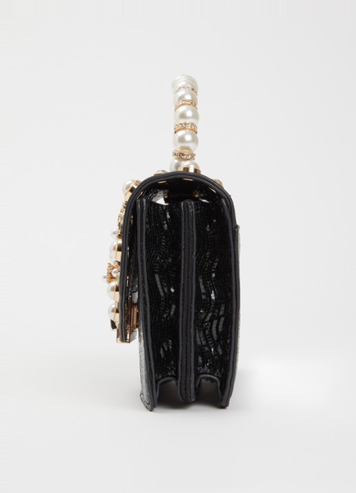 Dune London Blooms crossbodytas met afneembare schouderriem - detail 3 zwart
