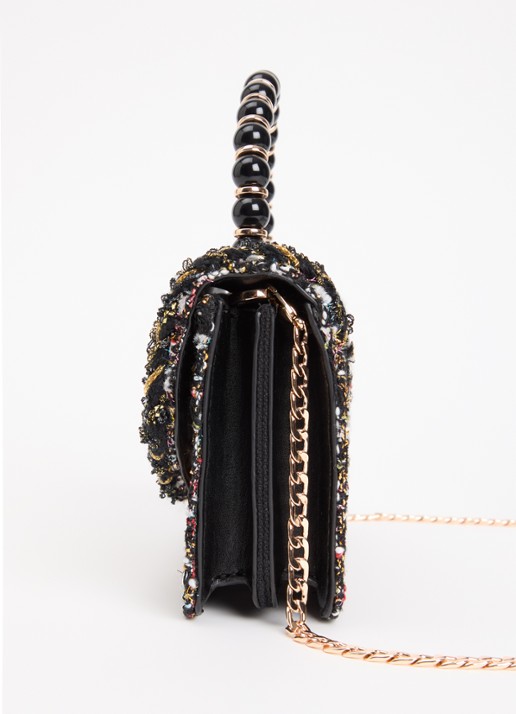 Dune London Blooms crossbodytas met afneembare schouderriem - detail 5 zwart