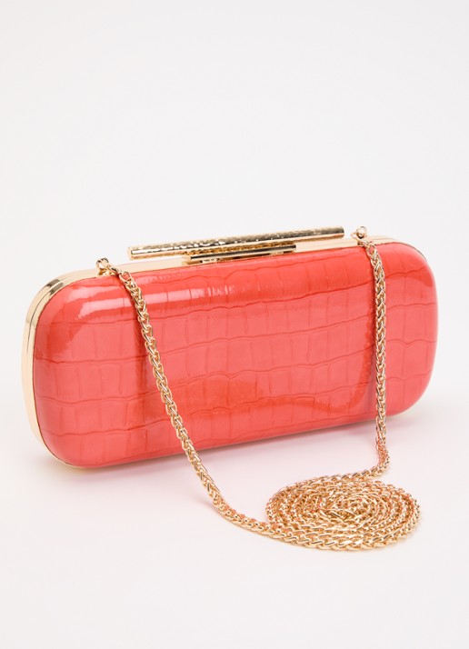 Dune London Body clutch van leer - achterkant 2 koraalroze