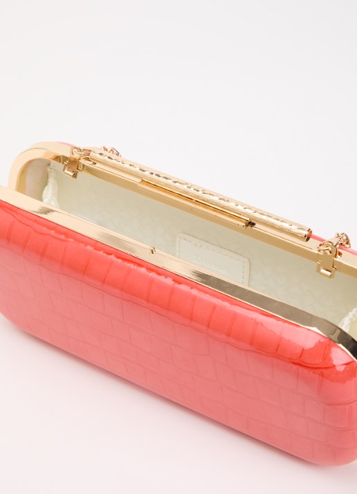 Dune London Body clutch van leer - detail 3 koraalroze