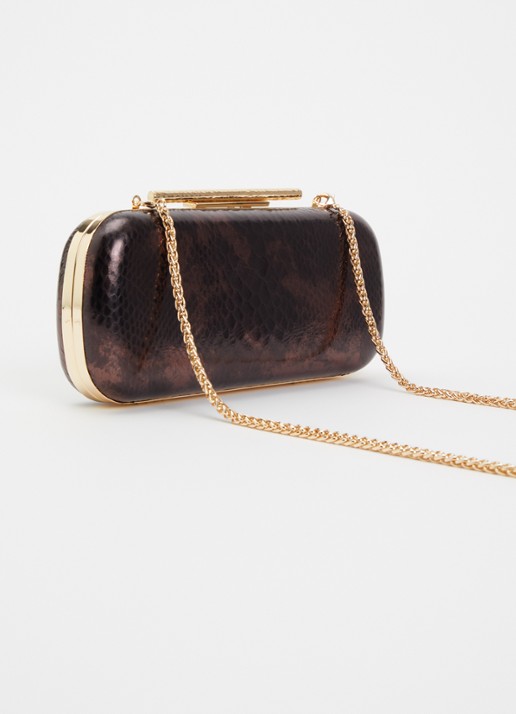 Dune London Body clutch van leer - achterkant 2 donkerbruin