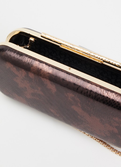 Dune London Body clutch van leer - detail 3 donkerbruin