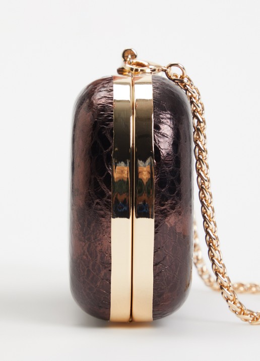 Dune London Body clutch van leer - detail 4 donkerbruin