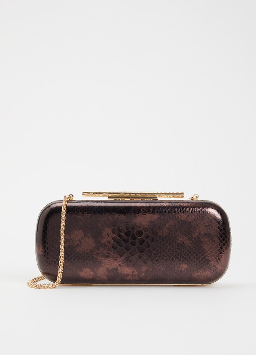 Dune London Body clutch van leer - voorkant donkerbruin