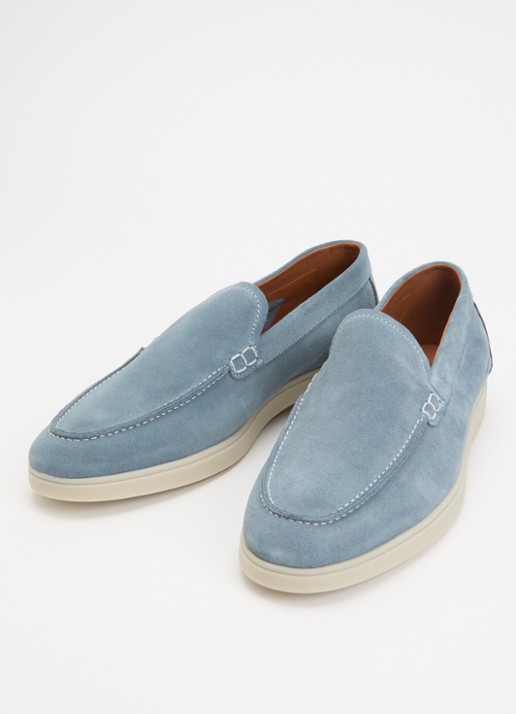 Dune London Boltman loafer van leer - detail 2 lichtblauw