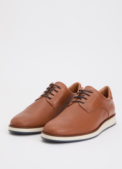 Dune London Bow veterschoen van leer  - detail 3 cognac