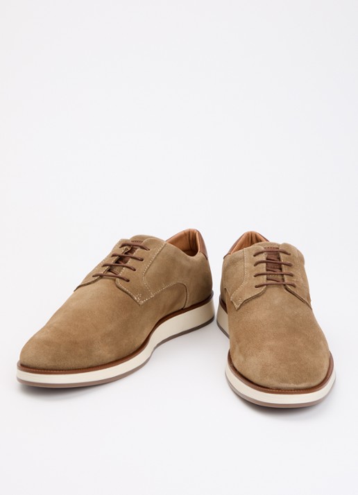 Dune London Bow veterschoen van leer  - detail 2 zand