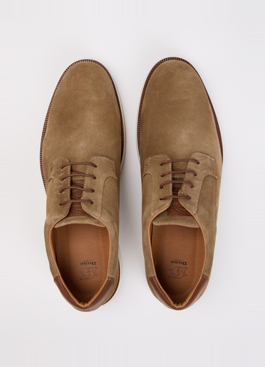 Dune London Bow veterschoen van leer  - detail 3 zand