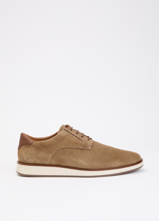 Dune London Bow veterschoen van leer  - voorkant zand