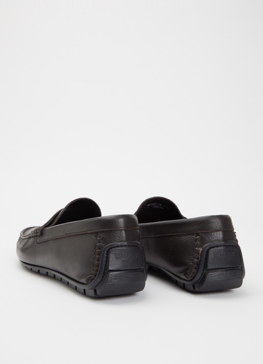 Dune London Brackley moccasin van leer met structuur - achterkant 4 donkerbruin