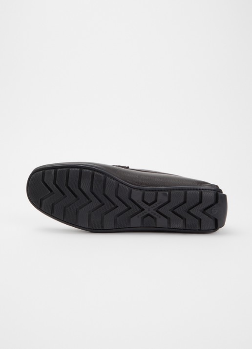 Dune London Brackley moccasin van leer met structuur - detail 3 donkerbruin