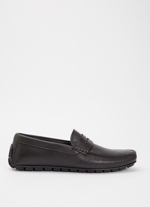 Dune London Brackley moccasin van leer met structuur