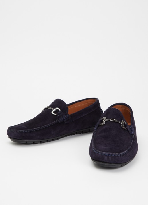 Dune London Brackon mocassin van leer - detail 3 donkerblauw
