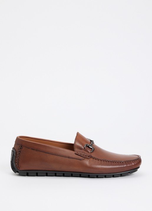 Dune London Brackon mocassin van leer - voorkant 5 cognac