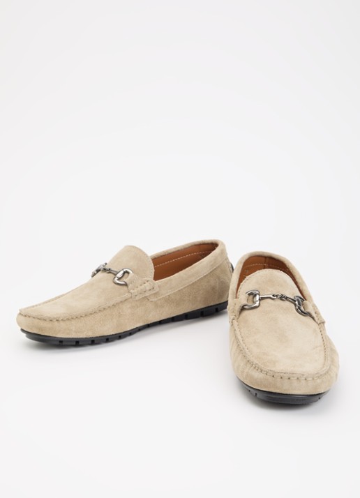 Dune London Brackon mocassin van leer - detail taupe