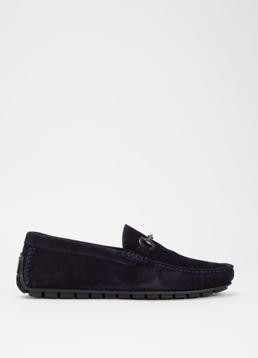 Dune London Brackon mocassins van leer - voorkant 8 donkerblauw