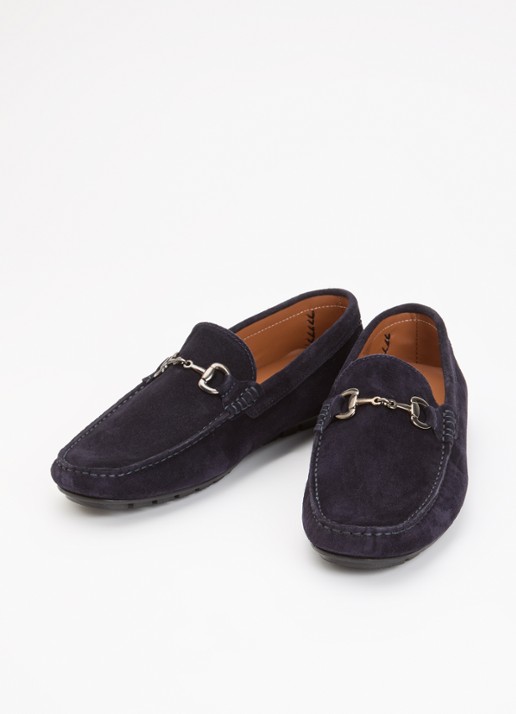Dune London Brackon mocassins van leer - detail 4 donkerblauw