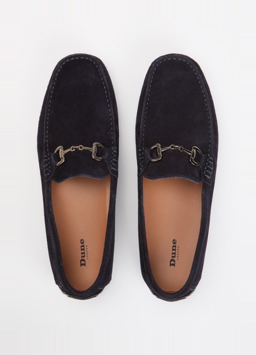 Dune London Brackon mocassins van leer - detail 5 donkerblauw