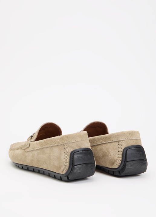Dune London Brackon mocassins van leer - achterkant 4 taupe