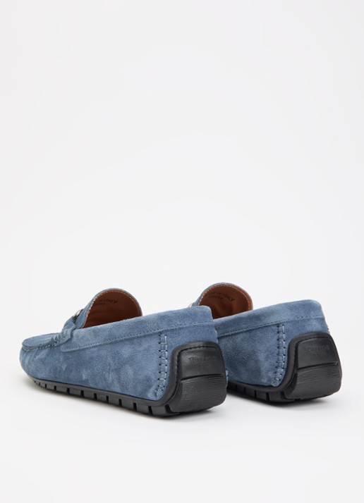 Dune London Brackon mocassins van leer - achterkant 4 blauw