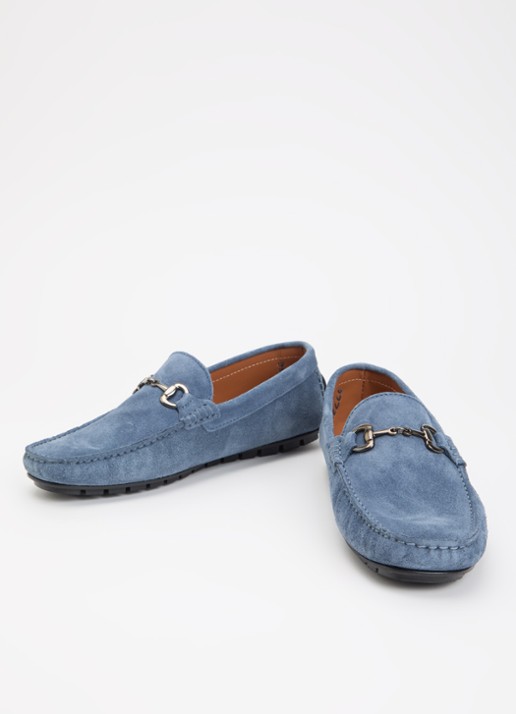 Dune London Brackon mocassins van leer - detail blauw