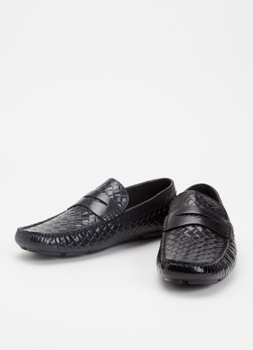 Dune London Bradlay moccasin van leer - detail zwart