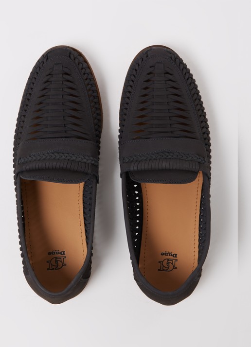 Dune London Brickles loafer van leer - detail 3 donkerblauw