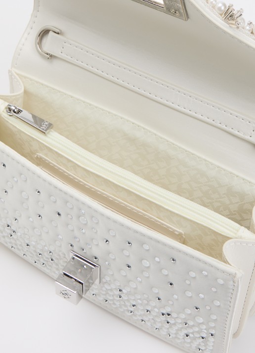 Dune London Bridesmaid handtas van satijn met afneembare schouderriem - detail 3 ivoor