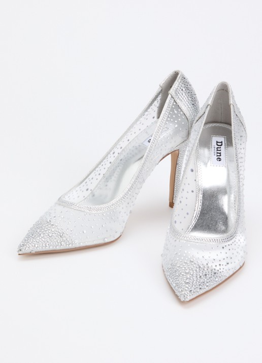 Dune London Brightest pump van mesh met strass - detail 3 zilver