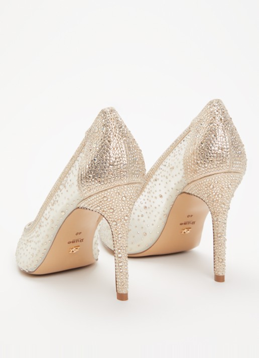 Dune London Brightest pump van mesh met strass - achterkant goud