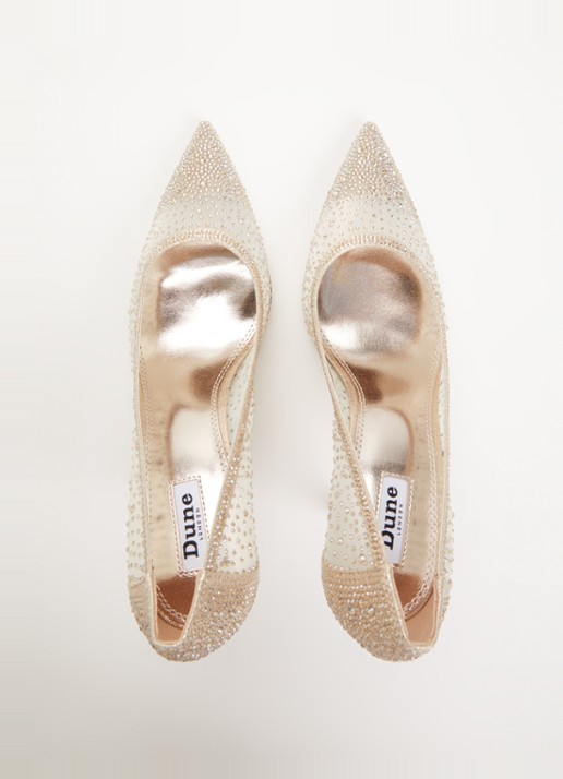 Dune London Brightest pump van mesh met strass - detail 3 goud