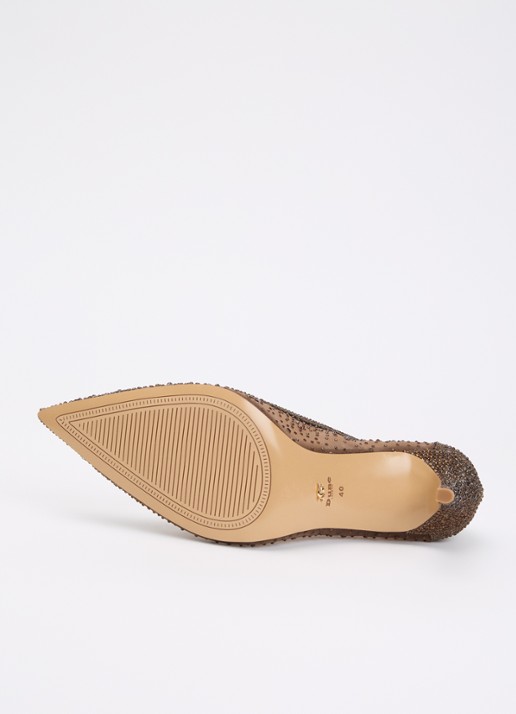 Dune London Brightest pump van mesh met strass - detail 5 donkerbruin