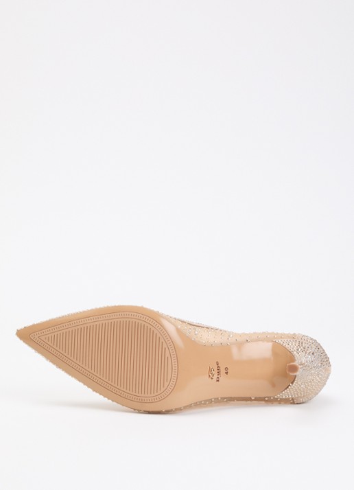 Dune London Brightest pump van mesh met strass - detail 3 oudroze