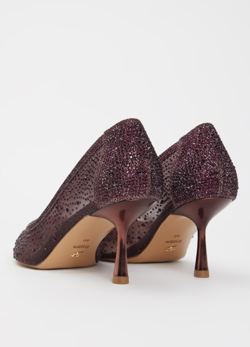 Dune London Brivelle pump van mesh met strass - achterkant 4 bordeauxrood