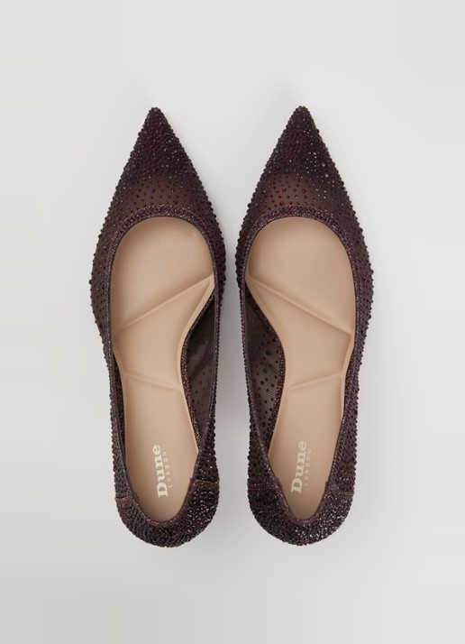 Dune London Brivelle pump van mesh met strass - detail 2 bordeauxrood