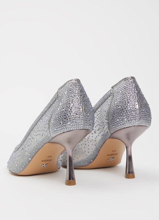 Dune London Brivelle pump van mesh met strass - achterkant 4 grijs