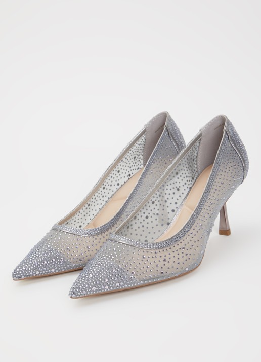 Dune London Brivelle pump van mesh met strass - detail grijs