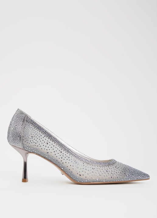 Dune London Brivelle pump van mesh met strass - voorkant 5 grijs