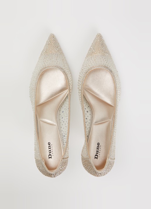 Dune London Brivelle pump van mesh met strass - detail 2 goud